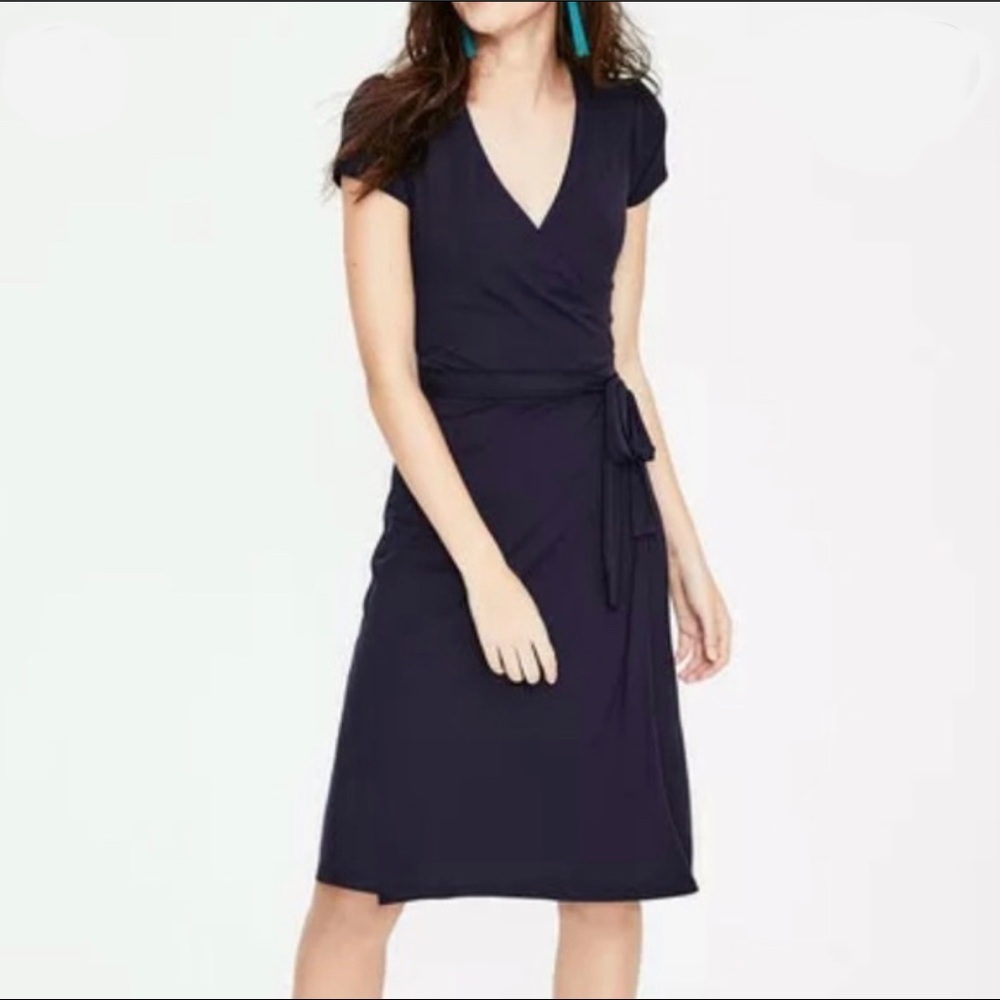 Boden Navy jersey wrap dress